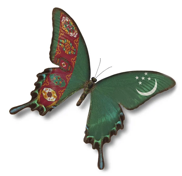 stock image Turkmenistan flag on butterfly