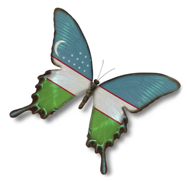 Bandera de Uzbekistán sobre mariposa — Foto de Stock