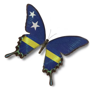 Curacao flag on butterfly clipart