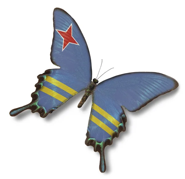 Bandera de Aruba sobre mariposa — Foto de Stock