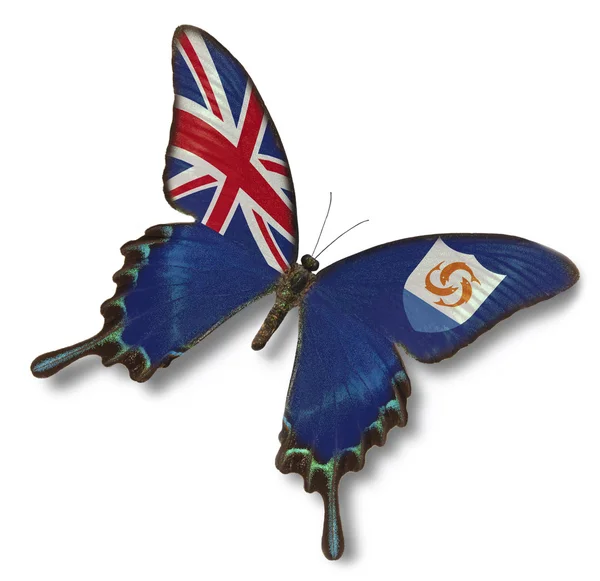 Anguilla flag on butterfly — Stock Photo, Image