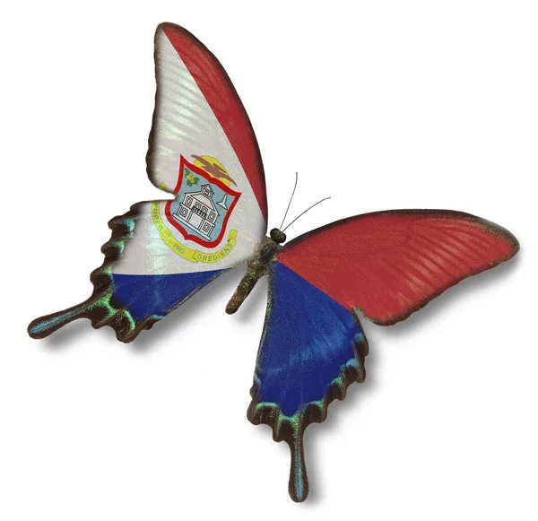 Sint maarten σημαία στην πεταλούδα — Φωτογραφία Αρχείου
