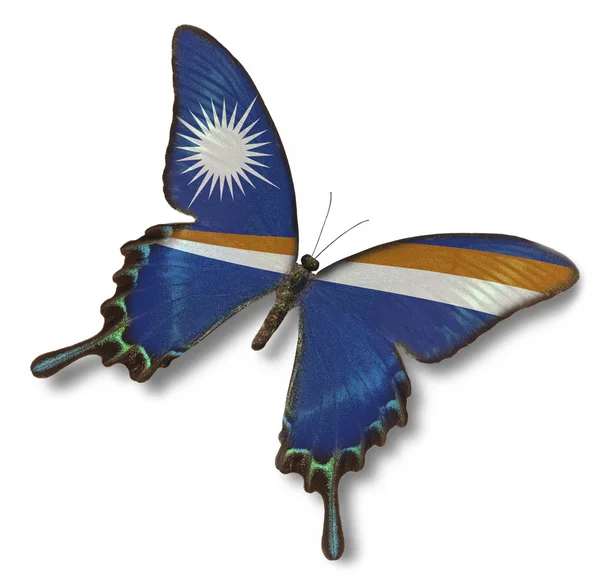 Vlajka Marshallových ostrovů na motýla — Stock fotografie