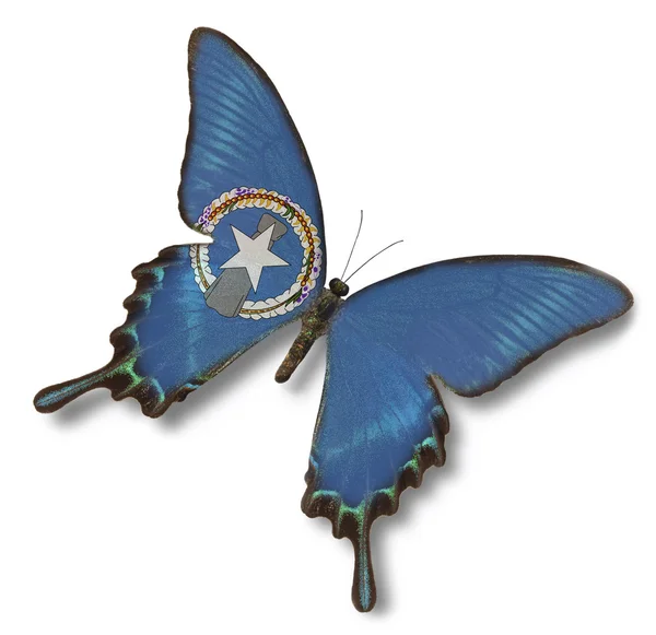Northern Mariana Islands flag on butterfly — Stock Photo, Image