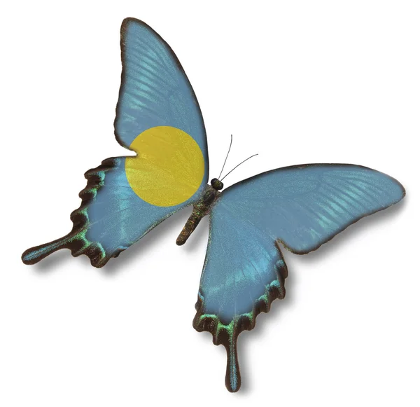 Palau Flagge auf Schmetterling — Stockfoto