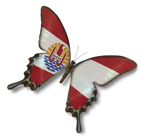 French Polynesia flag on butterfly — Stock Photo, Image