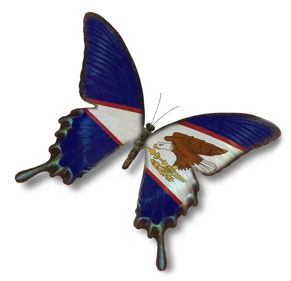美属萨摩亚国旗上蝴蝶 — 图库照片