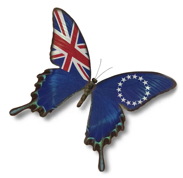 Flaga Wyspy Cooka na motyl — Zdjęcie stockowe