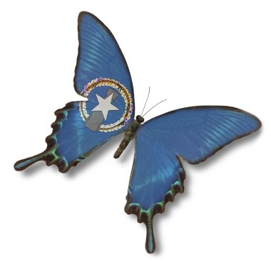 Northern Mariana Islands flag on butterfly clipart