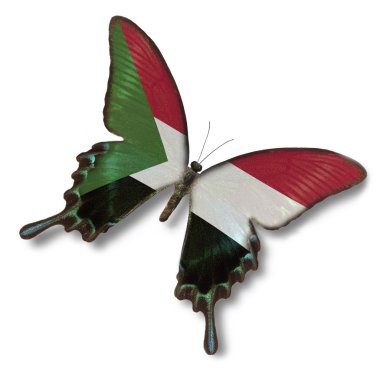 Sudan flag on butterfly