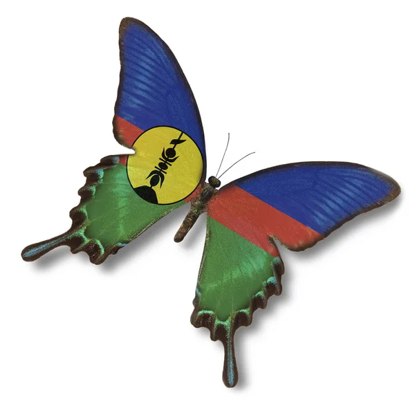 New Caledonia flag on butterfly — Stock Photo, Image