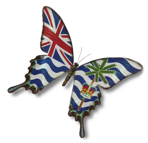 蝶の英領インド洋植民地旗 — ストック写真
