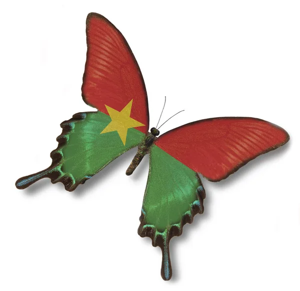 Bandera de Burkina Faso sobre mariposa — Foto de Stock