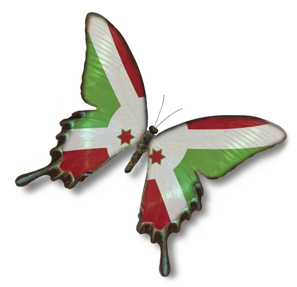 Флаг Бурунди на бабочке — стоковое фото
