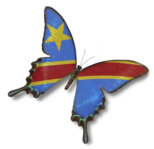 Democratic Republic of the Congo flag on butterfly — Stock Photo, Image