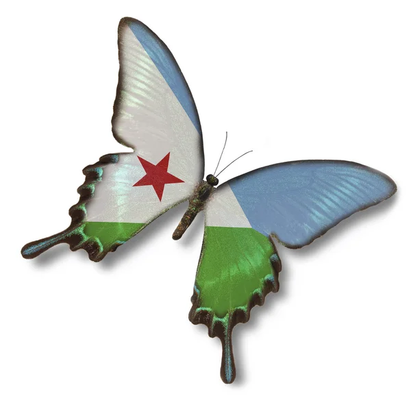 Djibouti flag on butterfly — Stock Photo, Image