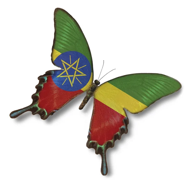 Flaga Etiopii na motyl — Zdjęcie stockowe