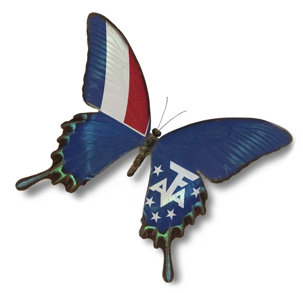 Bandeira das Terras Francesas do Sul e da Antártida na borboleta — Fotografia de Stock