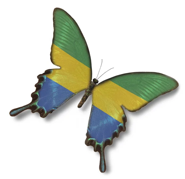 Gabons flagga på fjäril — Stockfoto