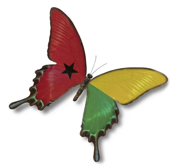 Guinea-Bissau-Flagge auf Schmetterling — Stockfoto