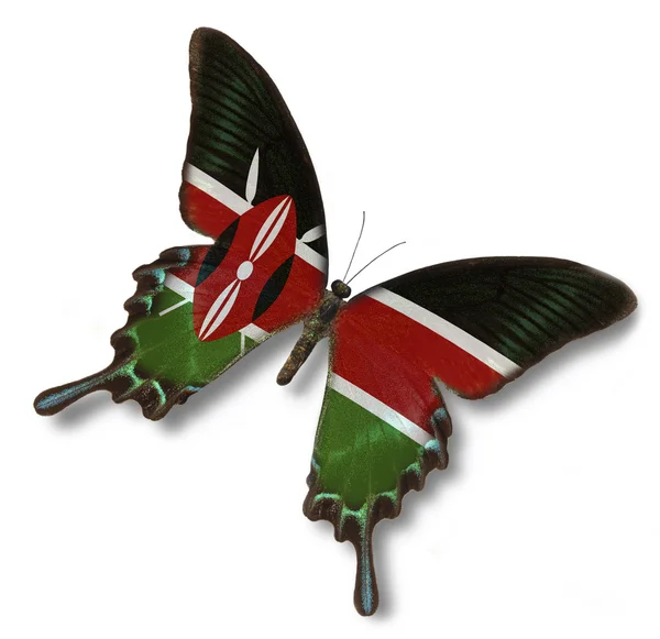 Kenya flag on butterfly — Stock Photo, Image