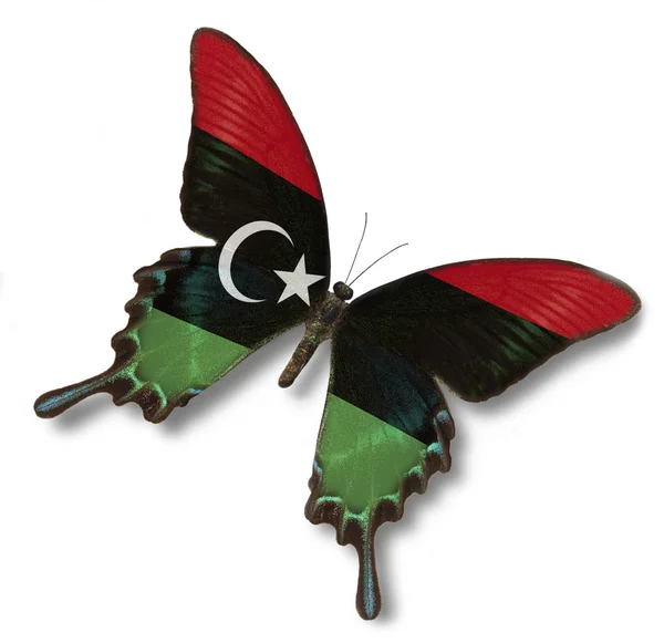 Libië vlag op vlinder — Stockfoto