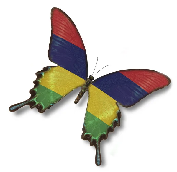 Mauritius flag on butterfly — Stock Photo, Image