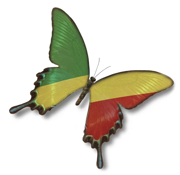 Köztársaság, a Kongói zászló a pillangó — Stock Fotó
