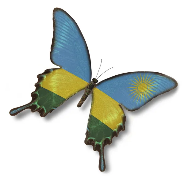 Bandeira do Ruanda na borboleta — Fotografia de Stock