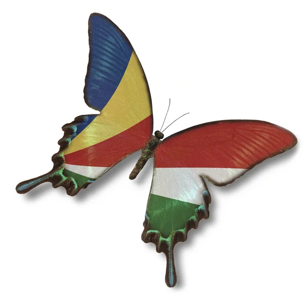 Seychelles flag on butterfly — Stock Photo, Image