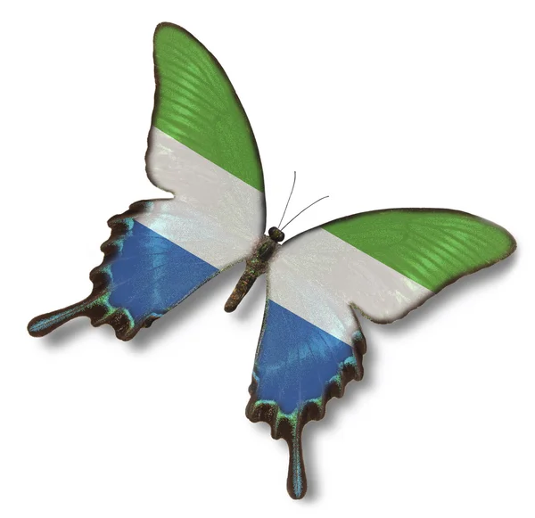 Sierra Leone flag on butterfly — Stock Photo, Image