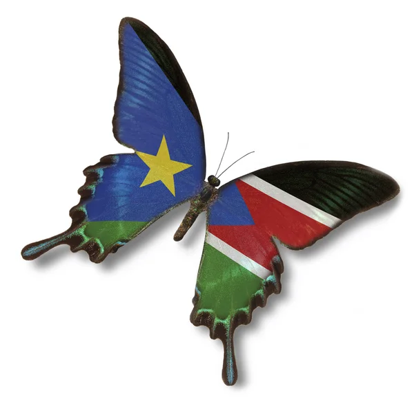 Bandeira do Sudão do Sul na borboleta — Fotografia de Stock
