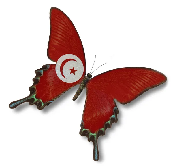 Drapeau Tunisie sur papillon — Photo