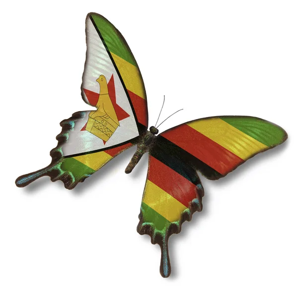 Bandeira do Zimbabué na borboleta — Fotografia de Stock
