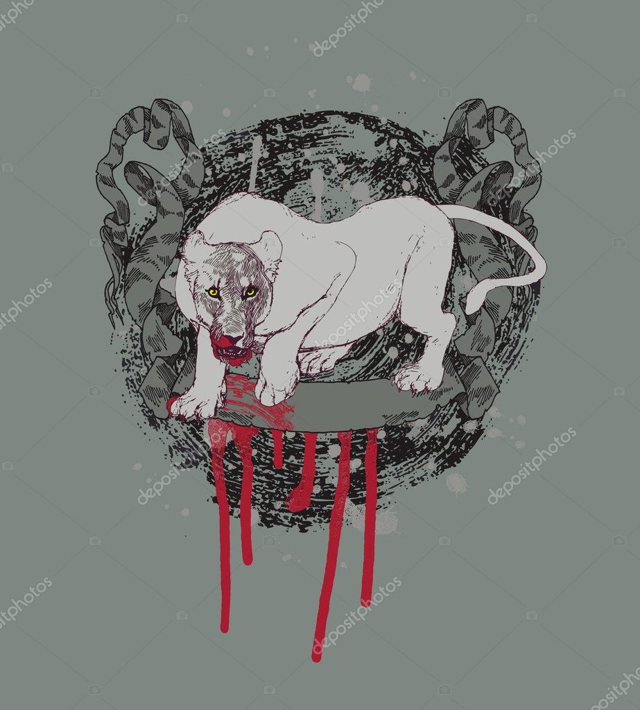 Successful hunting; abstract background with lioness Stock Vector Image ...