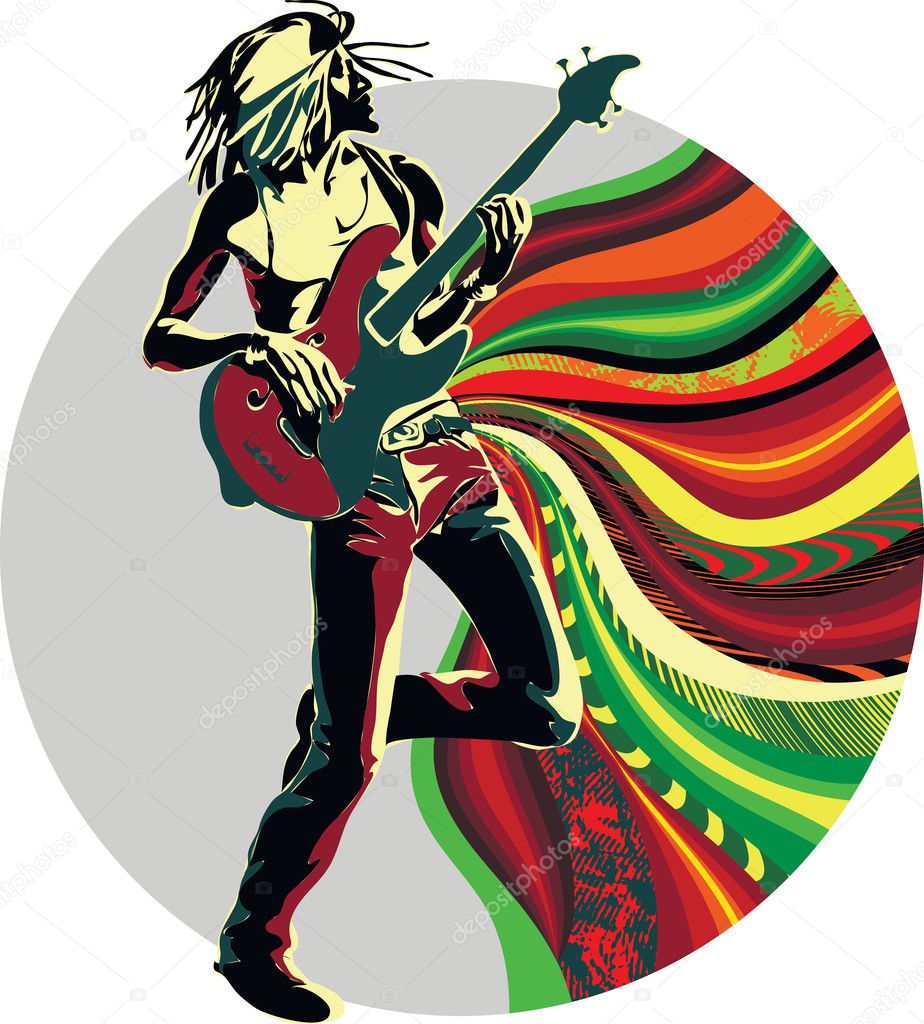 Reggae singer on the abstract background for design