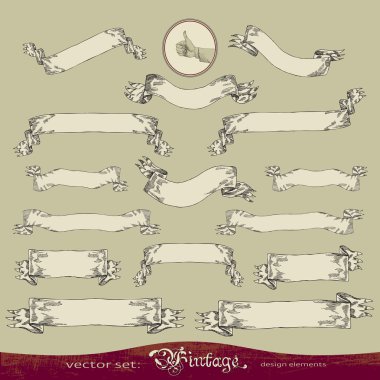 Old banner vector set for decoration and design clipart