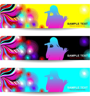 Advertising banners with an abstract background on the theme of music and concert clipart