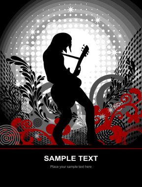 Guitarist on an abstract background, vector poster on the theme music clipart