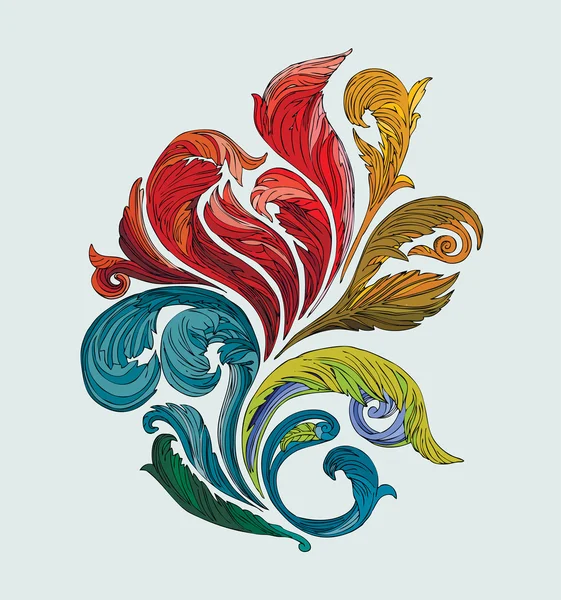 Floral Decoration, multicolored, ornate vector swirl — Stock Vector