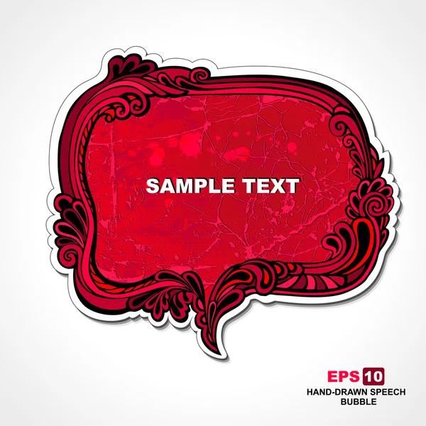 Retro style red, speech bubble and sticker with floral elements for design — Stock Vector