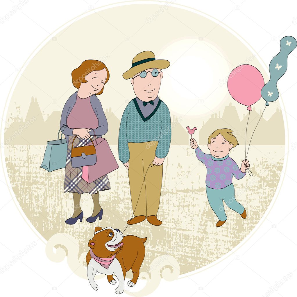 Abstract background with happy family