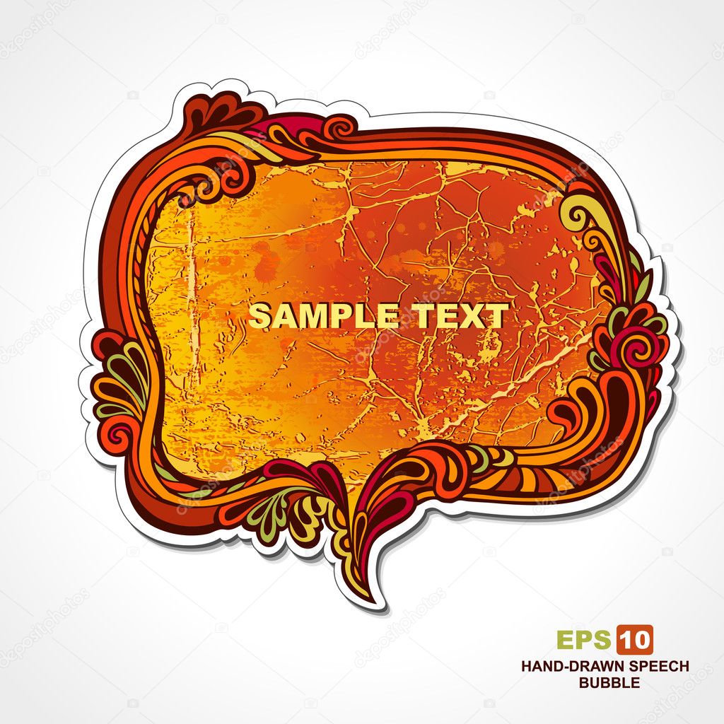 Retro style red, speech bubble and sticker with floral elements for design