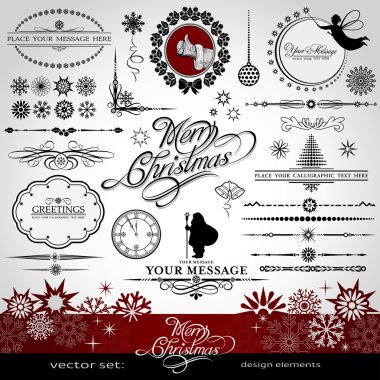 Christmas and New Year decorative vector set clipart