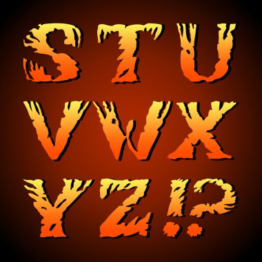 Sanat font, çizilmiş alfabesi (s, t, u, v, w, x, y, z)