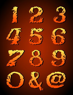 Abstract art font, hand-drawn numbers(1,2,3,4,5,6 ,7,8,9,0) clipart