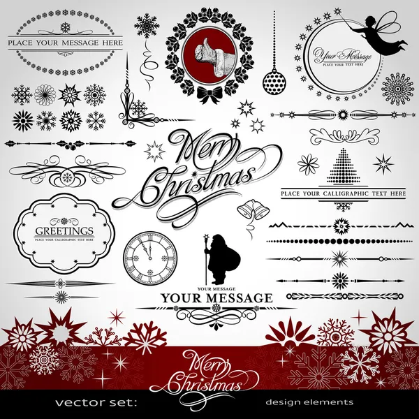 Ensemble vectoriel décoratif Noël et Nouvel An — Image vectorielle