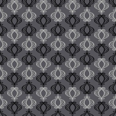 Abstract backgrounds, damask ornament, monochrome seamless pattern wallpaper, floral fashion fabric and arabesque wrapping with graphic element for decoration and design