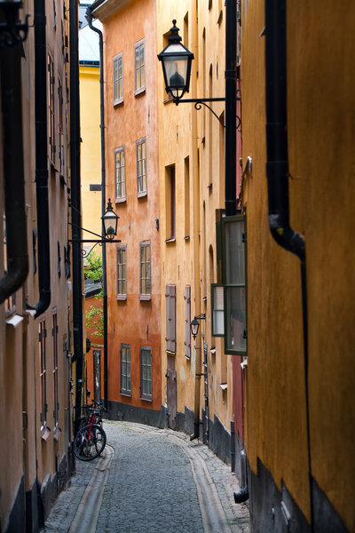 The street in old town in Stockholm, Sweden
