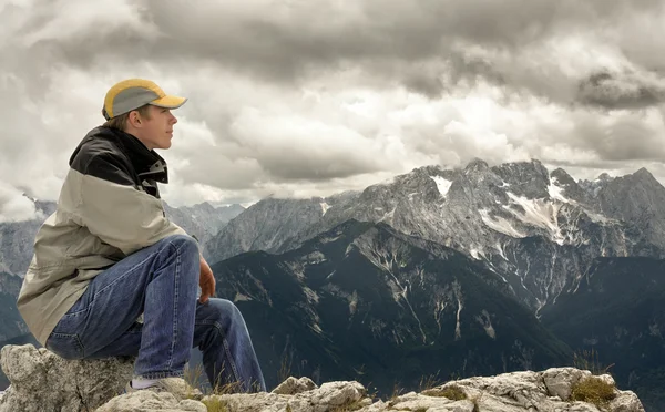 stock image Enjoying the view from the mountain top